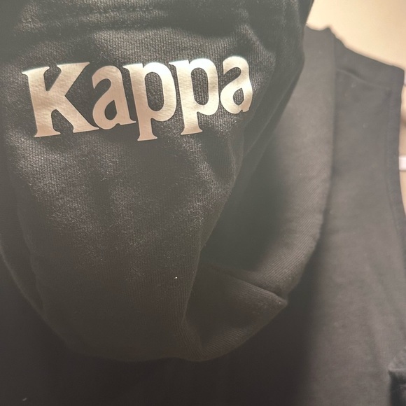 Kappa Open Shoulder Zip Jacket Leopard Neon Cropped Hoodie Black Large Cotton - Picture 11 of 16